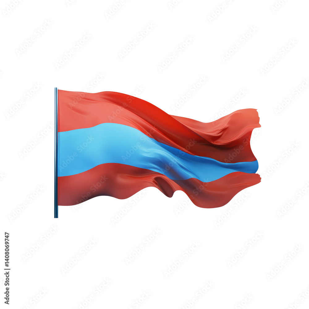 Fototapeta premium Waving Flag of Buryatia, Russia 3D Render of a Flowing National Symbol