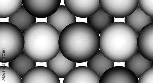 Grayscale Sphere Array: 3D Render, Smooth Textures, Deep Depth AI Generated