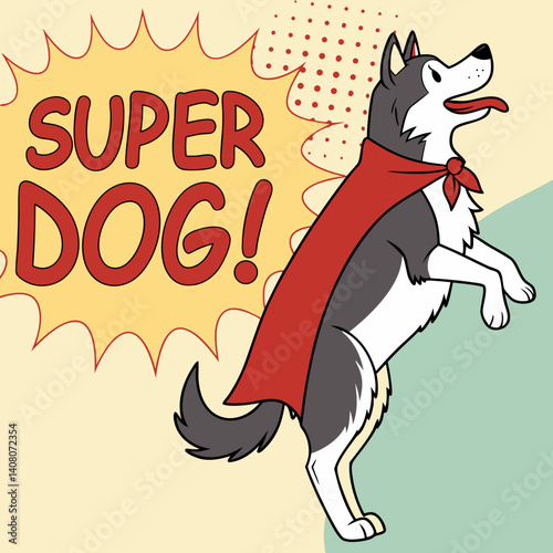 Siberian Husky dressed as a superhero