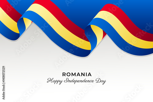 Obraz na plátně Romania 3d waving flag ribbon