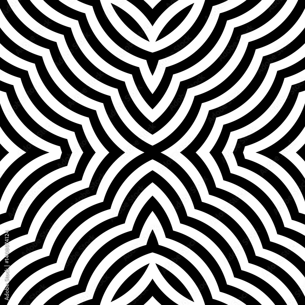 Obraz premium Seamless surface pattern design. Wavy ornament. Linear motif. Curly stripes. Waves backdrop. Repeated curves wallpaper. Abstract picture. Digital paper. Optical web designing.