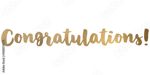 Gold congratulations script on a transparent background.