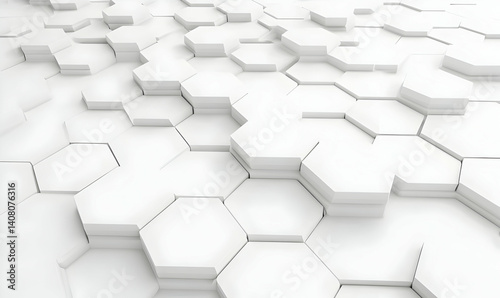 Abstract white background with a hexagonal pattern for technology