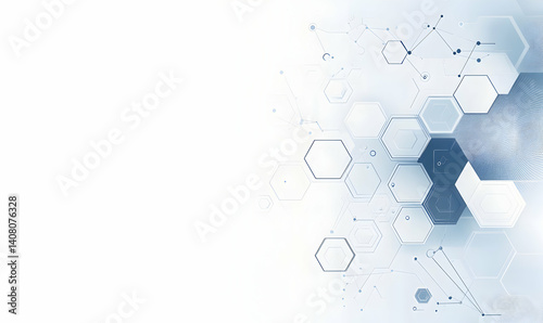 Abstract white background with hexagonal shapes for a technology and science vector presentation banner template