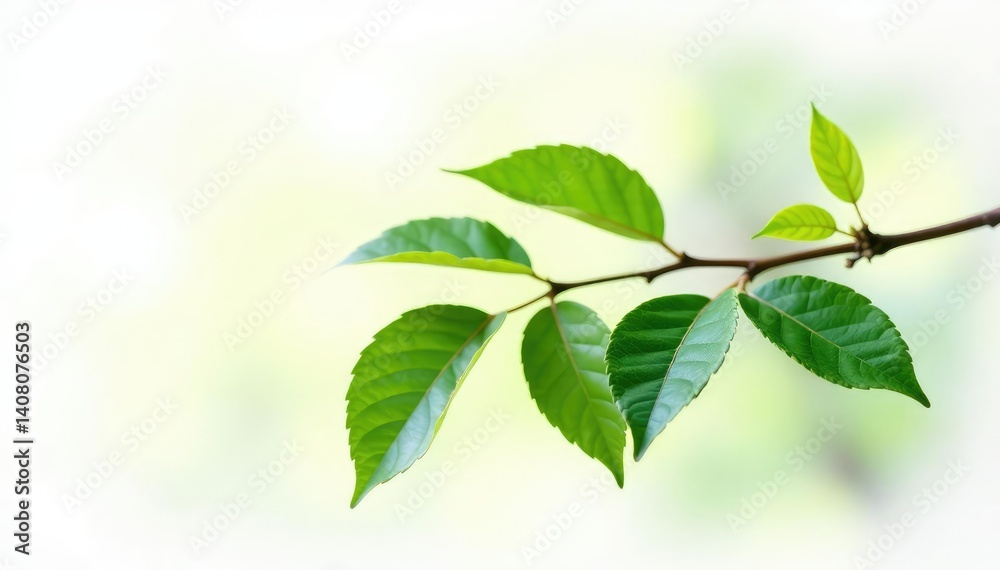 Single branch with leaves on white background, branches, nature, leafy Single branch with leaves on white background, branches, nature, leafy