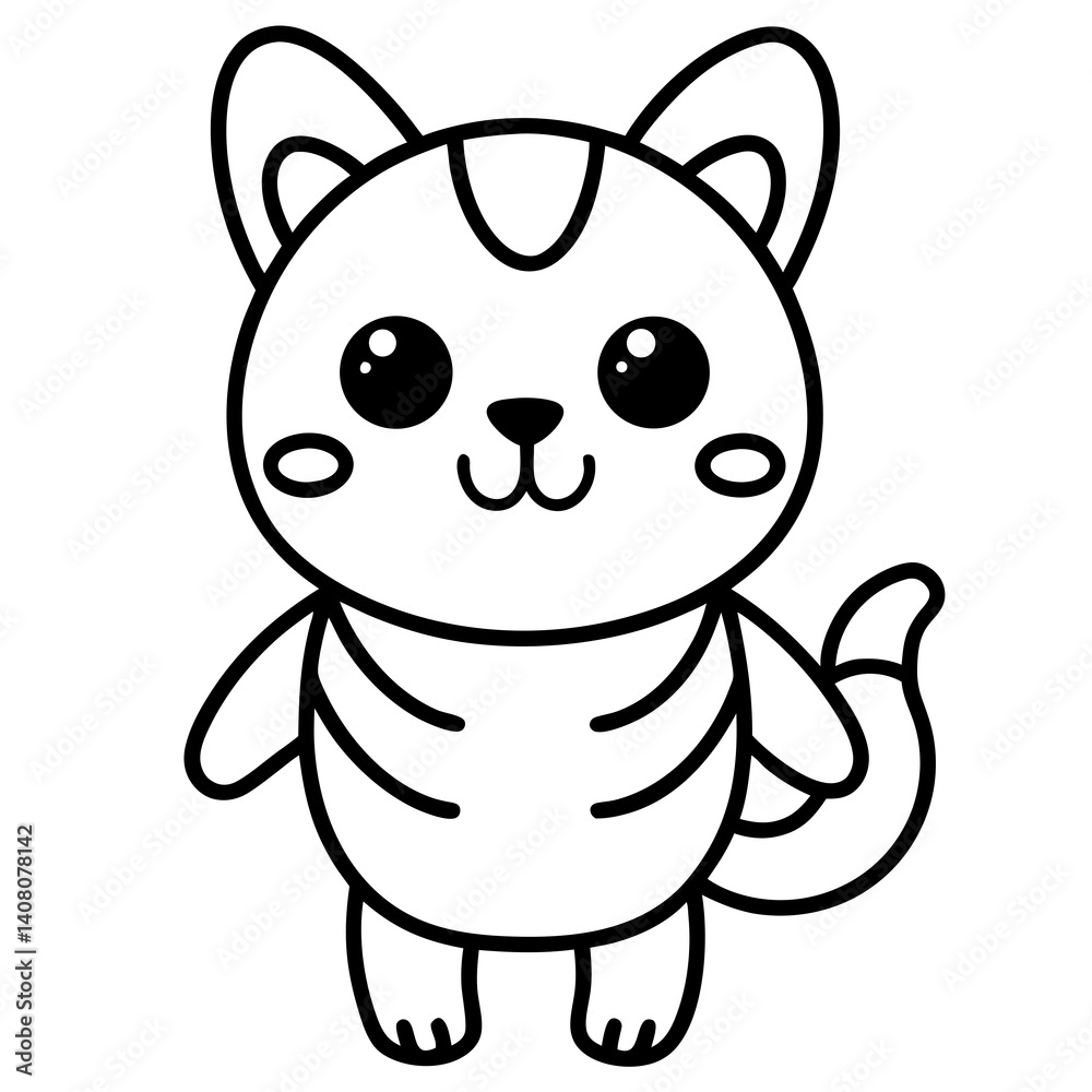 Playful Kawaii Creatures Vector Illustration on White Background Playful Kawaii Creatures Vector Illustration on White Background