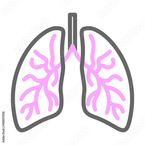 Lungs Vector Line Lt Pink Grey Icon Design