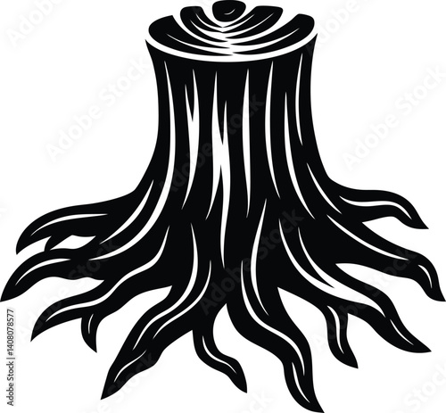 Tree Stump Silhouette Vector | Nature Design