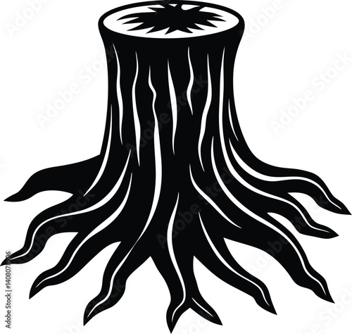 Tree Stump Silhouette Vector | Nature Design