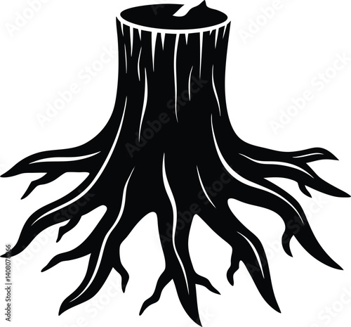 Tree Stump Silhouette Vector | Nature Design