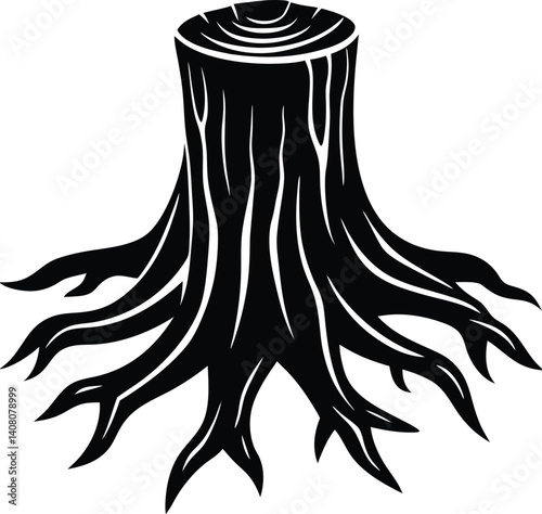 Tree Stump Silhouette Vector | Nature Design