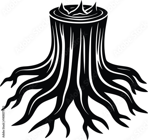 Tree Stump Silhouette Vector | Nature Design