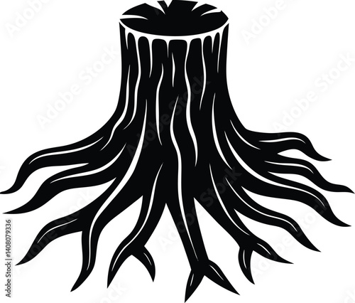 Tree Stump Silhouette Vector | Nature Design