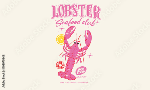 Lobster design. Fish vintage artwork. Seafood club. Lobster fish artwork for t shirt print, poster, sticker and other uses.