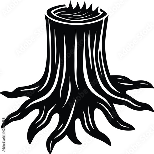 Tree Stump Silhouette Vector | Nature Design