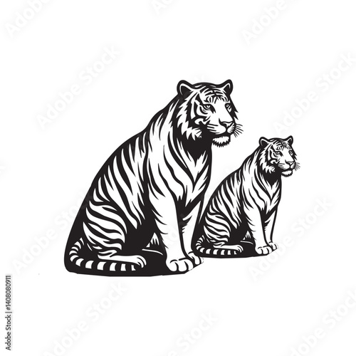 Set of wildlife and fauna dwellers. Vector illustration on a white background. tiger body vector illustration.