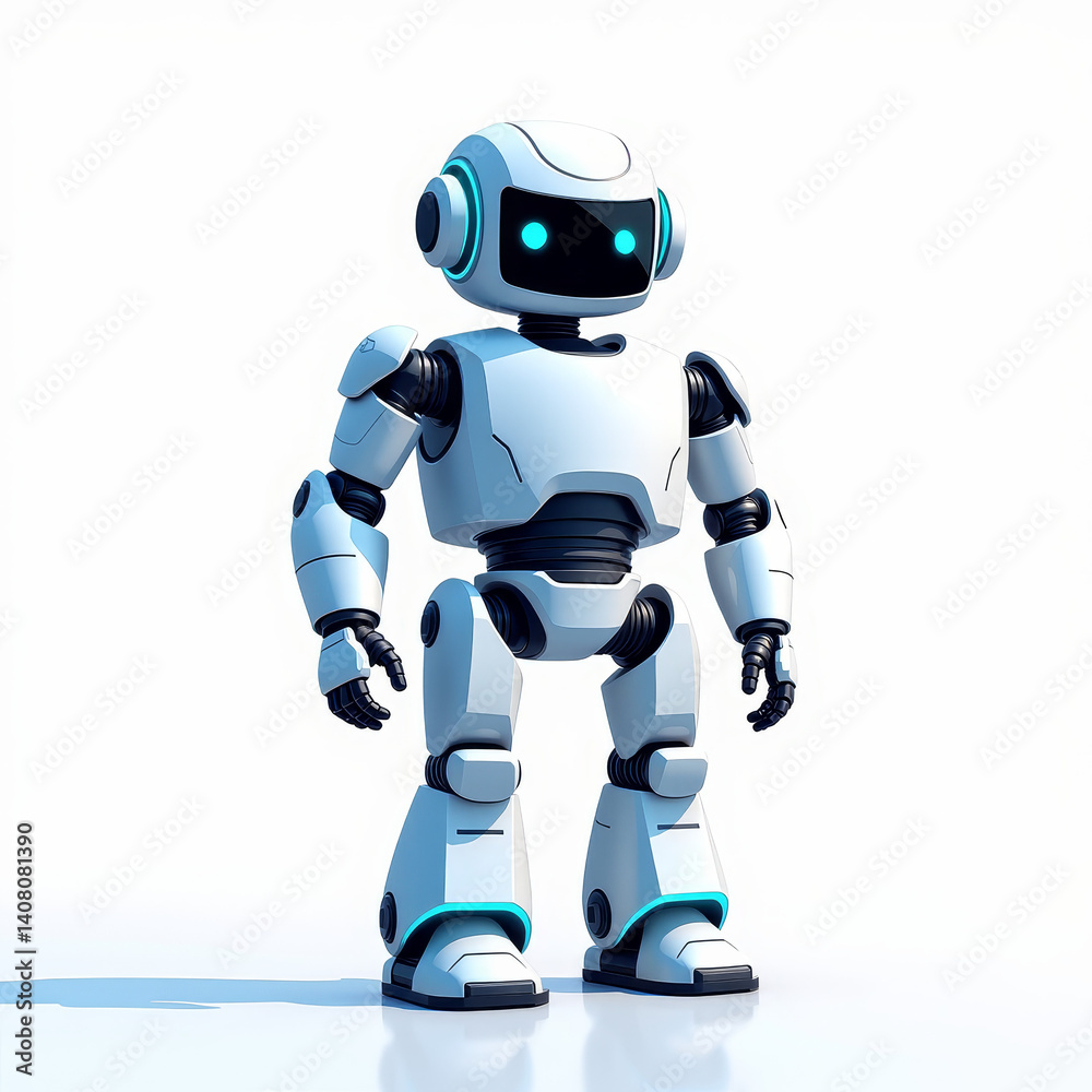 Futuristic robot standing in tech lab, innovation and design Futuristic robot standing in tech lab, innovation and design