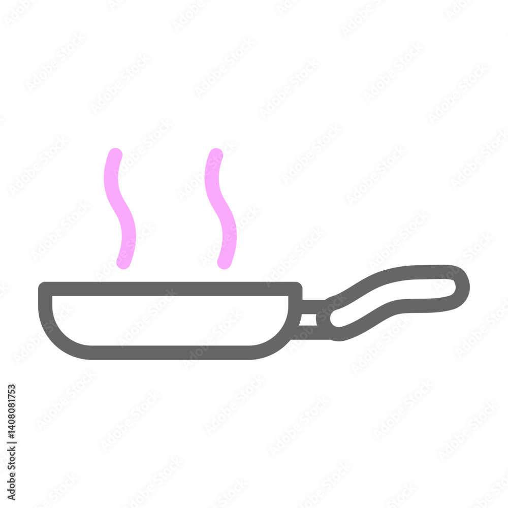 Frying Pan Vector Line Lt Pink Grey Icon Design