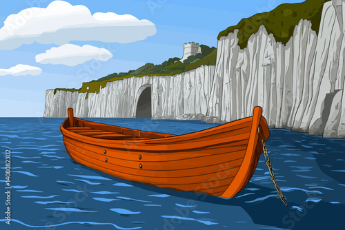 Old wooden boat on the sea