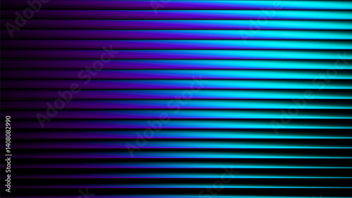Futuristic neon gradient pattern with horizontal glowing lines blending smooth and radiant colors. Minimalistic abstract dark background perfect for creative digital tech designs. Vector illustration