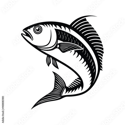 Vector illustration of a cartoon fish, an aquatic animal from the sea, isolated in white, representing nature and marine wildlife
