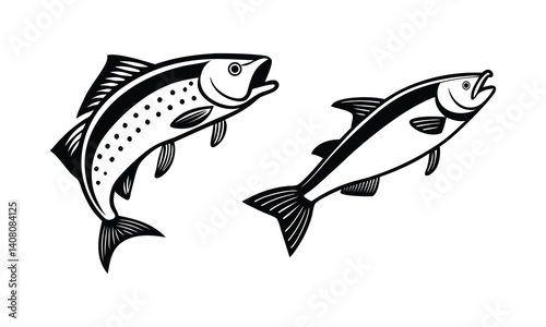 Blue sea animal fish vector illustration, isolated marine icon