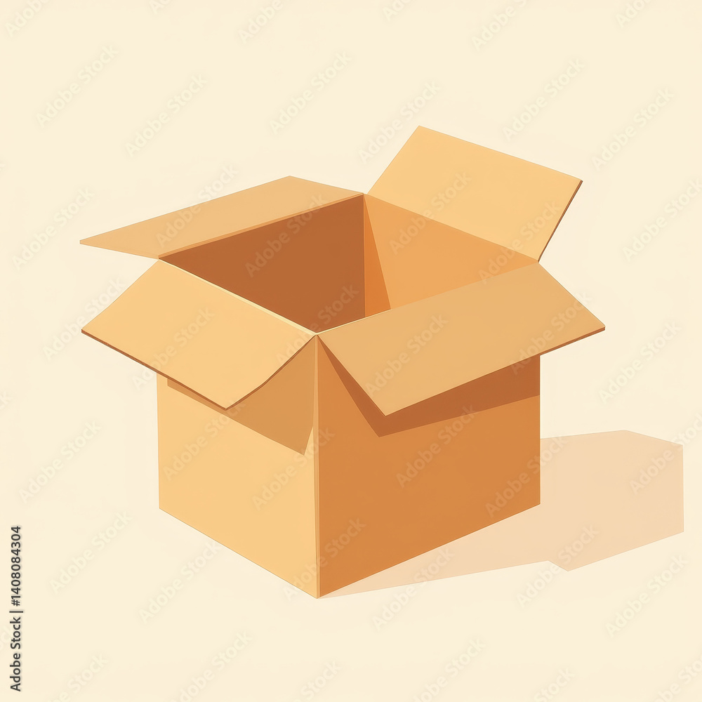 Open cardboard box on light background, simplicity in design Open cardboard box on light background, simplicity in design