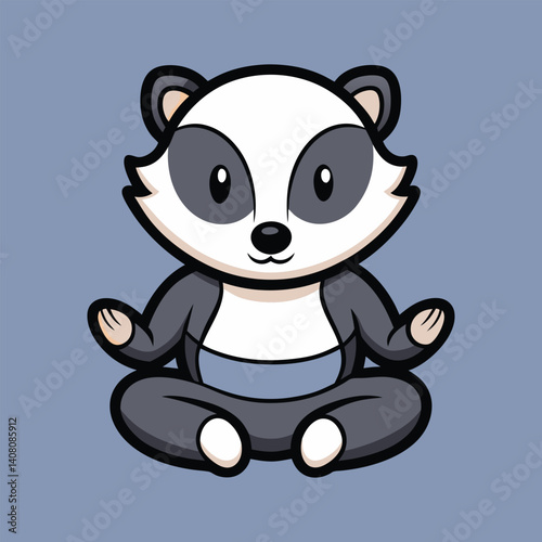 Cute Badger  Baby  Meditation Yoga