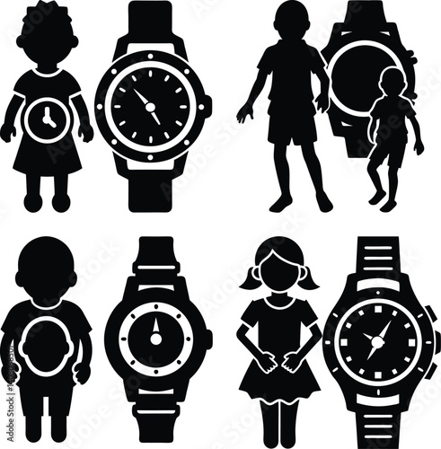 Kids' Watches silhouette vector