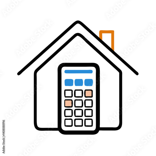Smart home with digital keypad icon in flat style