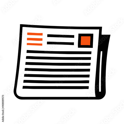 Black and orange newspaper icon with headlines and article layout