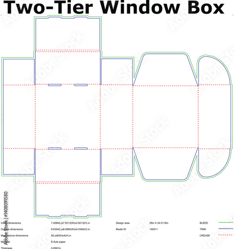 TwoTier Cardboard Packaging Box Design Template Diagram photo