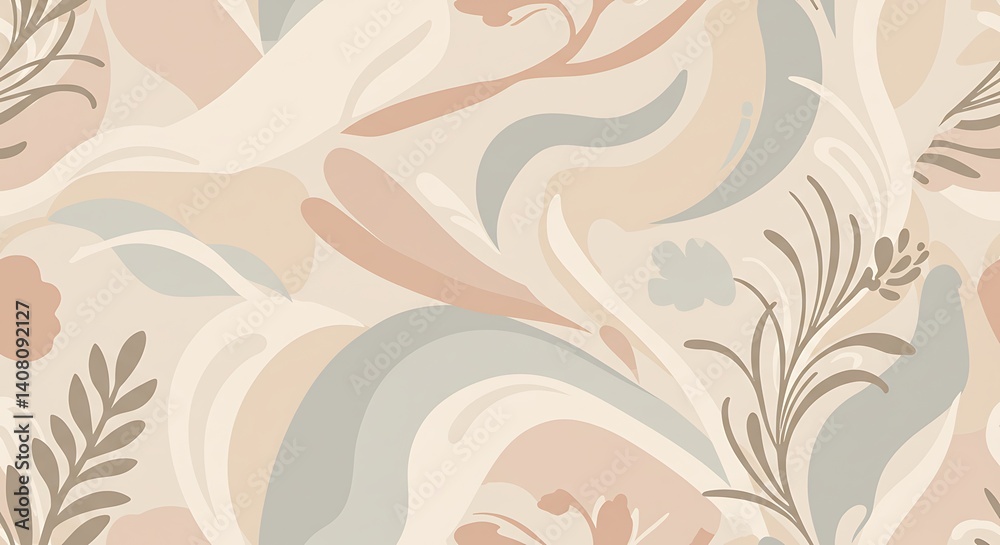 Serene Botanical Abstract: Soft Pastels & Fluid Forms AI Generated Serene Botanical Abstract: Soft Pastels & Fluid Forms AI Generated