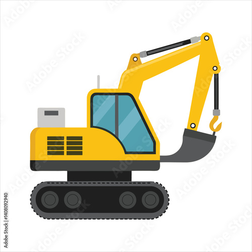 Excavator on white background. Ai generated.