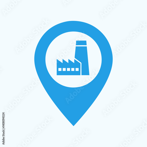 Industrial Zone Map Pin Vector, Factory Icon, Production Location Marker