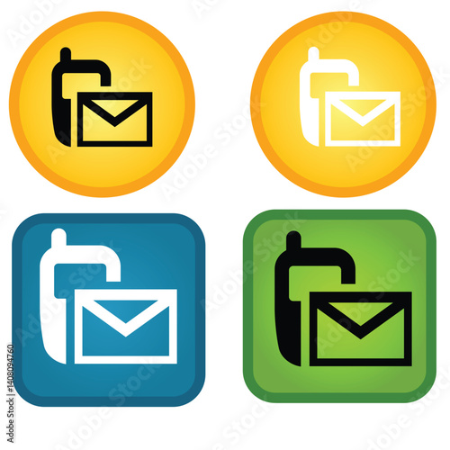 Cute cartoon hand drawn vector set  sms icon.