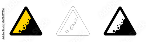 Landslide hazard warning sign in vector format