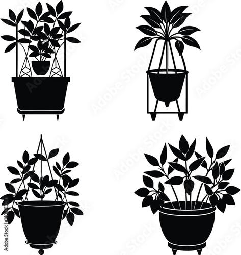 Indoor Plant Holder silhouette vector