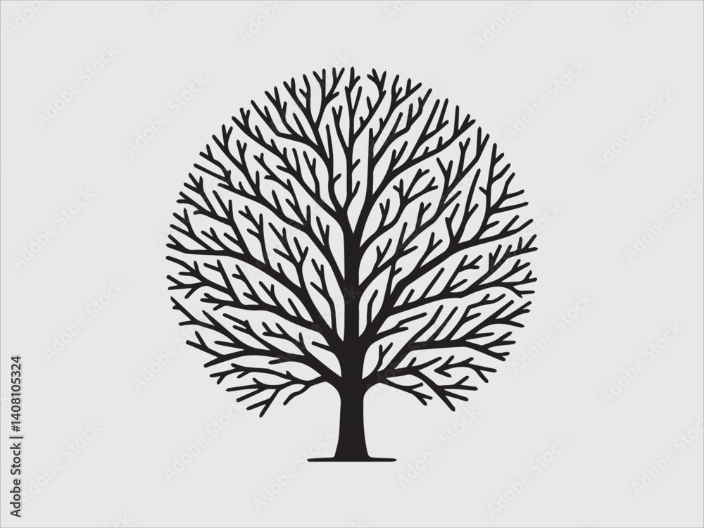Fototapeta premium Leafless Tree Silhouette with Bare Branches for Moody Nature, Seasonal Change, and Minimalist Art