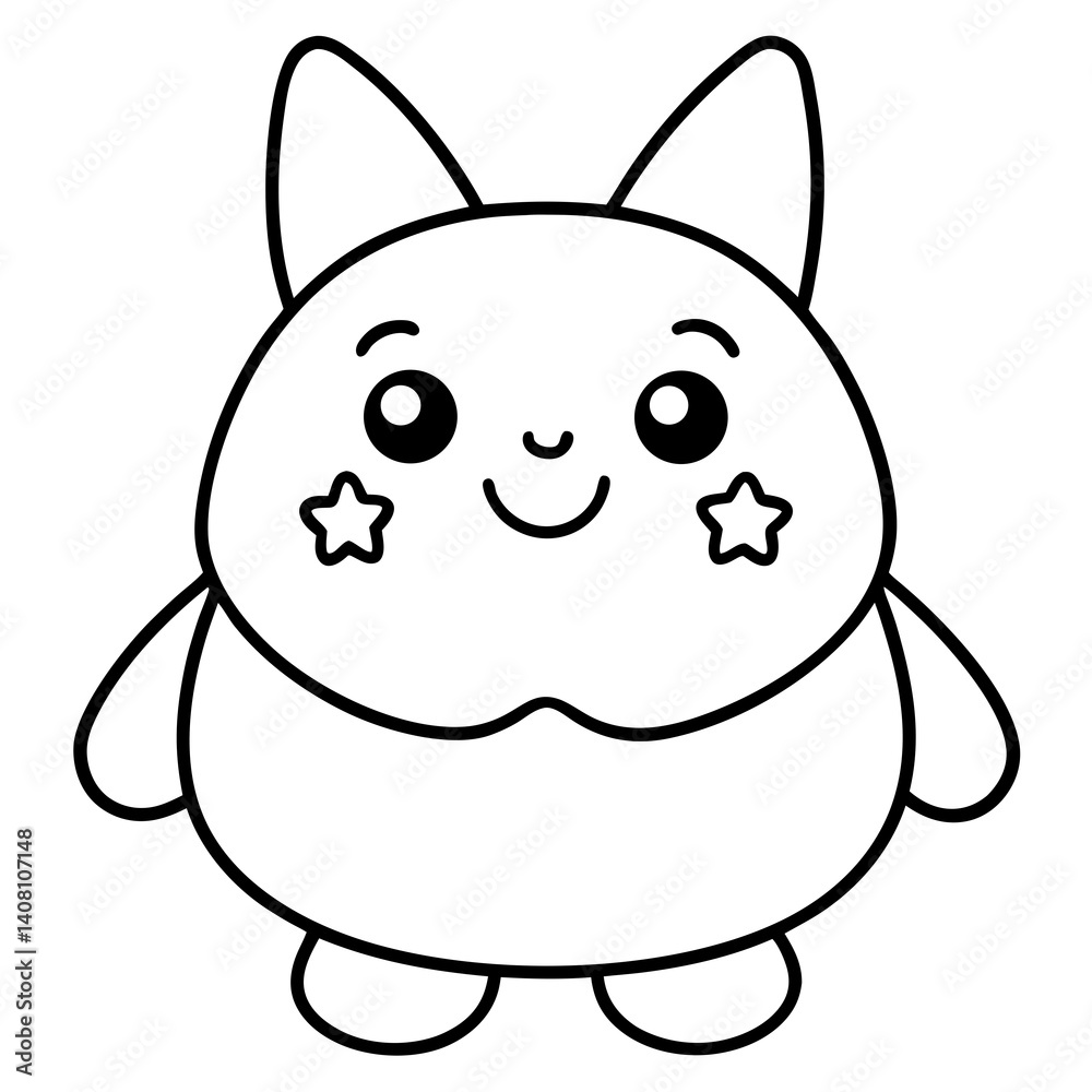 Minimal Kawaii Line Art Vector Illustration on White Background Minimal Kawaii Line Art Vector Illustration on White Background