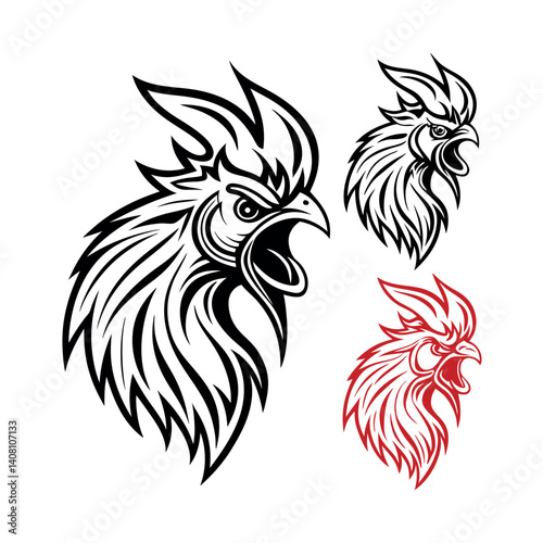 Wallpaper Mural Set of 3 rooster head logos vector Torontodigital.ca