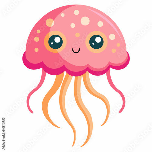 cute jellyfish vector illustration sea creature marine ocean adorable underwater fun
