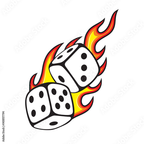 dice vector illustration dice on flame design