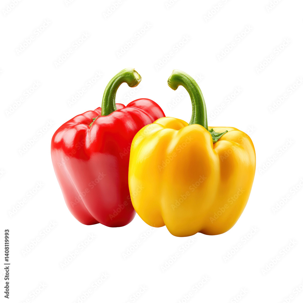 Vibrant Red and Yellow Bell Peppers, Fresh Produce Vibrant Red and Yellow Bell Peppers, Fresh Produce