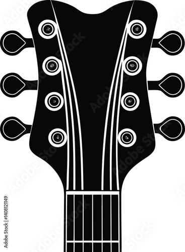 Guitar Headstock Silhouette Black Vector | Musical Instrument Design