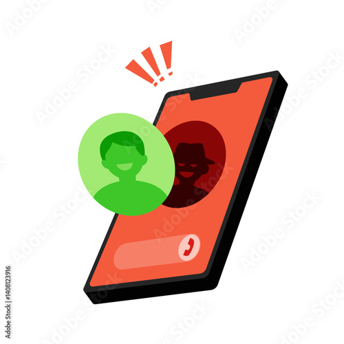 mobile phone screen talking to scammer, scam and phishing. Scam. Scammer getting access to money, bank card data. Online crime. screen with incoming call from scammers. Cybercrime concept