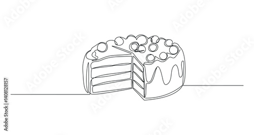 Cake illustration drawing of a dessert with layers  