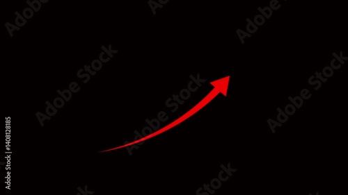 arrow rising transparent abstract business graph arrow rising transparent channel, business growth chart icon animation background 4k. fall up arrow ;Business decline trend animation. 