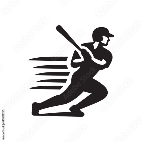 baseball batter vector silhouette clip art logo illustration