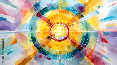 Abstract Watercolor Artwork Representing Higher Power and Human Connection in Vibrant Colors